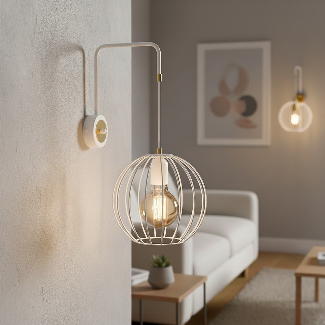 Emibig Zidna lampa ALBIO 230V 15W MAX LED E27 Čelik Bijela