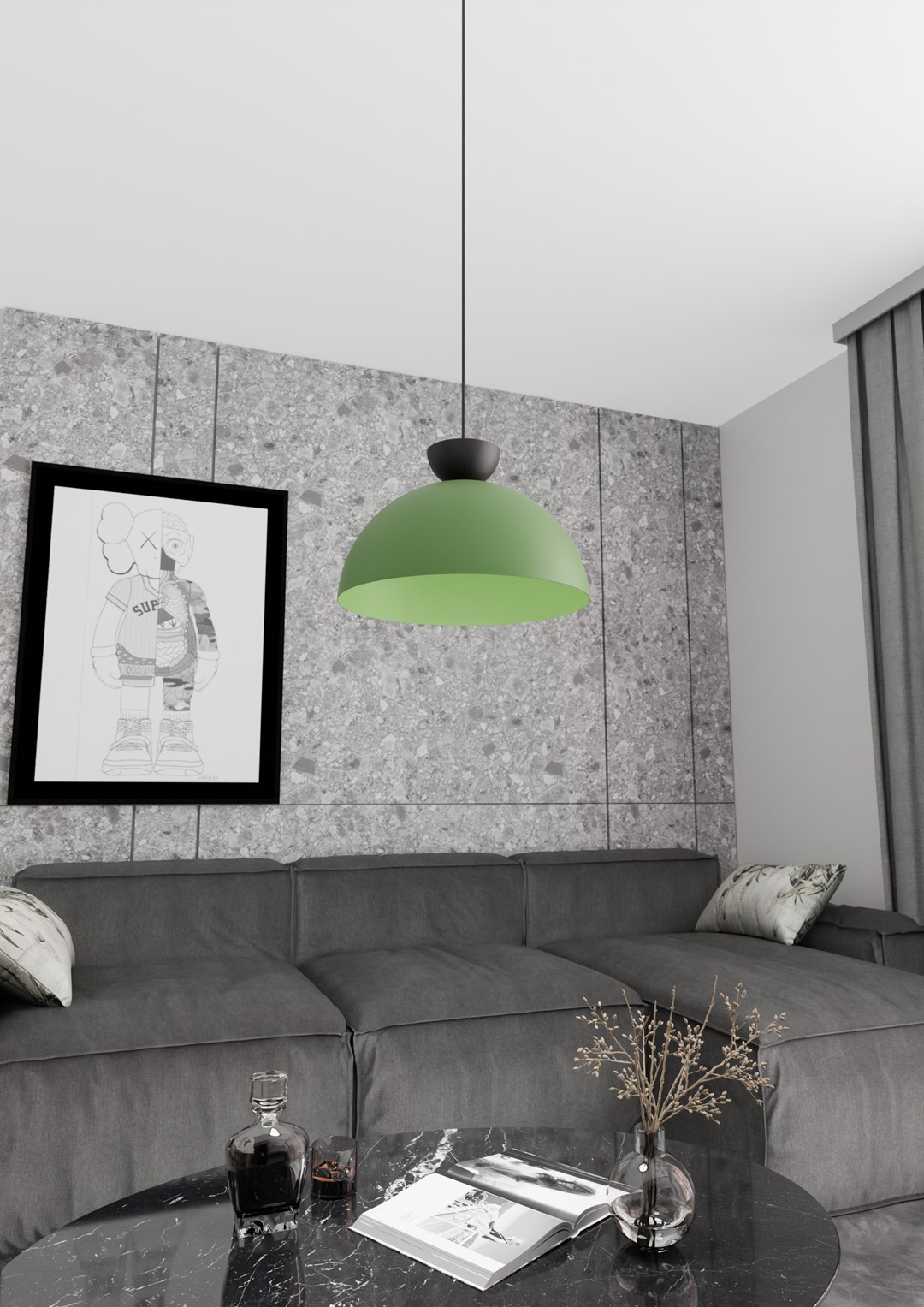 Emibig Visilica LUNARO 230 V 12W MAX LED GX53 Čelik Crna/ Zelena