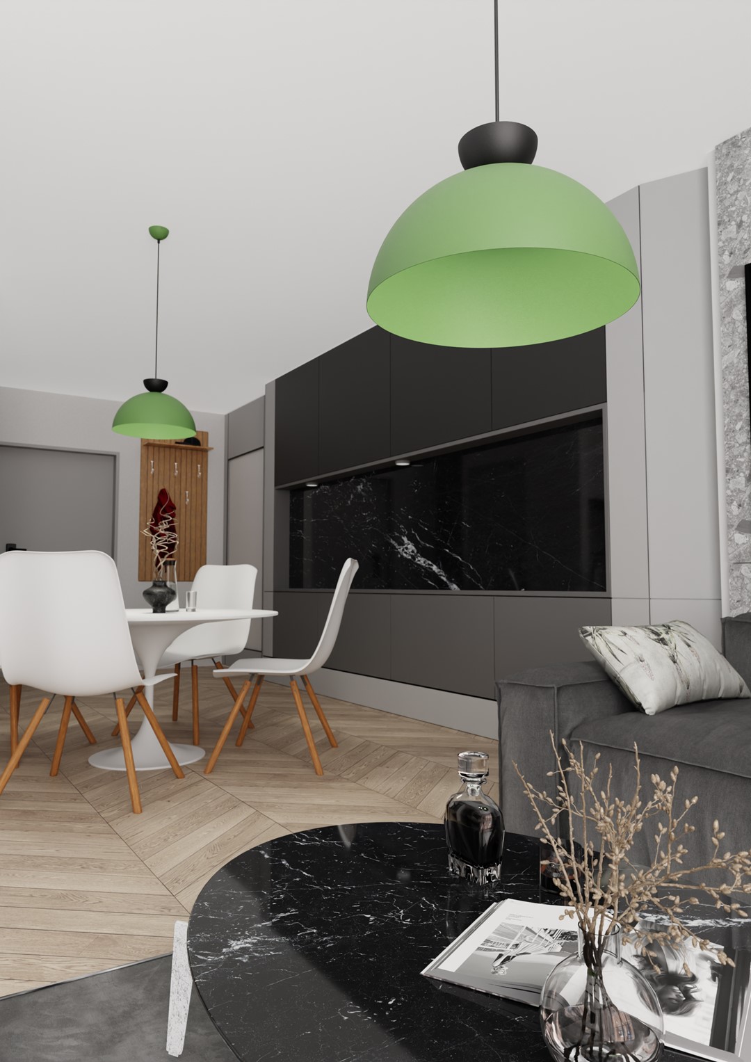 Emibig Visilica LUNARO 230 V 12W MAX LED GX53 Čelik Crna/ Zelena
