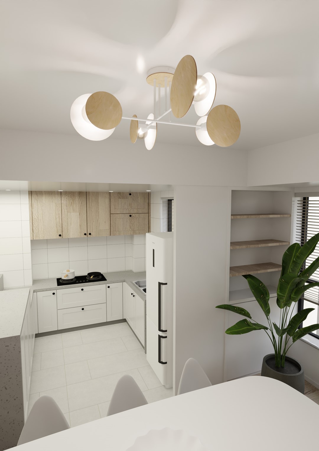 Emibig Stropna svjetiljka ZITA 230V 15W MAX LED E27 Čelik/ Drvo Bijela