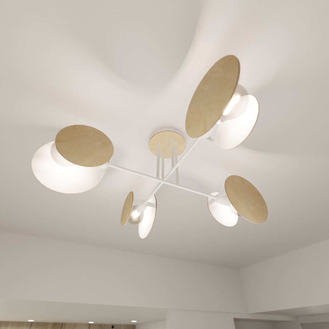 Emibig Stropna svjetiljka ZITA 230V 15W MAX LED E27 Čelik/ Drvo Bijela