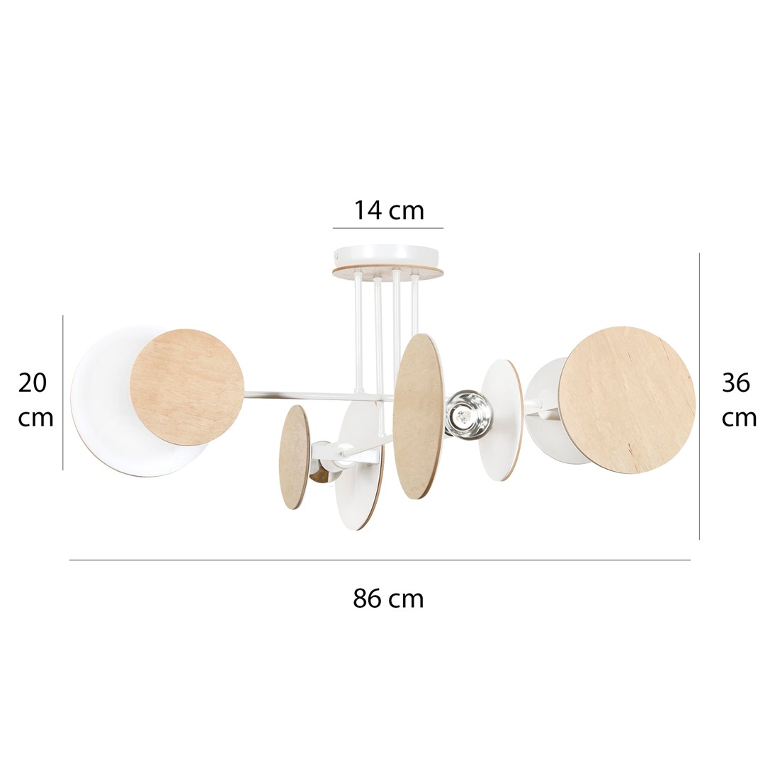 Emibig Stropna svjetiljka ZITA 230V 15W MAX LED E27 Čelik/ Drvo Bijela