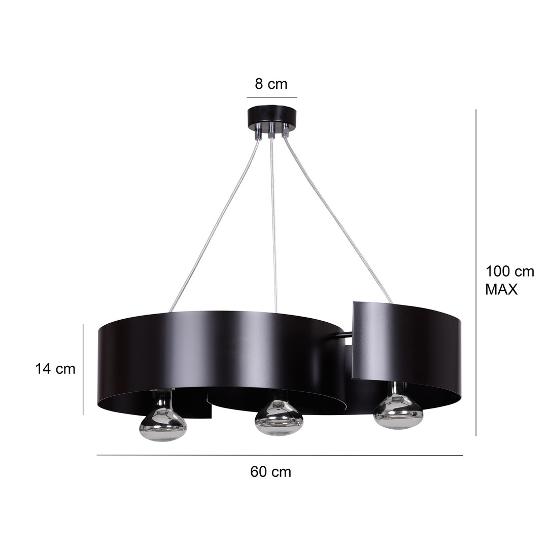 Emibig Visilica VIXON 230V 15W MAX LED E27 Čelik Crna