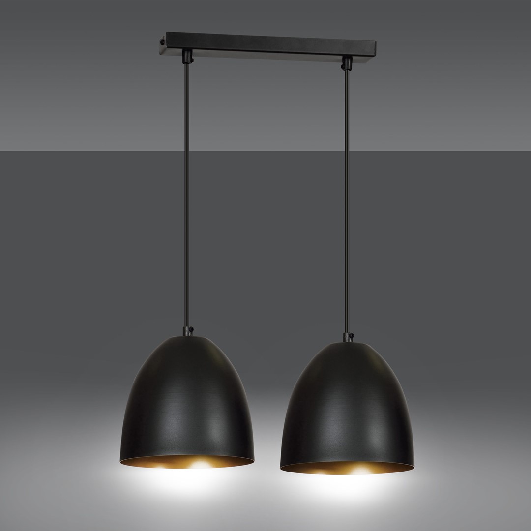 Emibig Visilica LENOX 230V 15W MAX LED E27 Čelik Crna/ Zlatna
