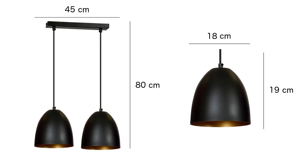 Emibig Visilica LENOX 230V 15W MAX LED E27 Čelik Crna/ Zlatna