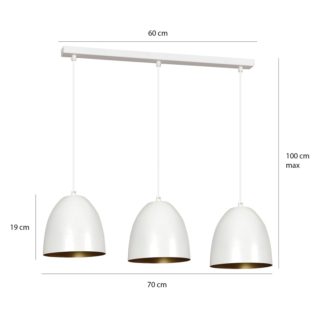 Emibig Visilica LENOX 230V 15W MAX LED E27 Čelik Bijela/ Zlatna