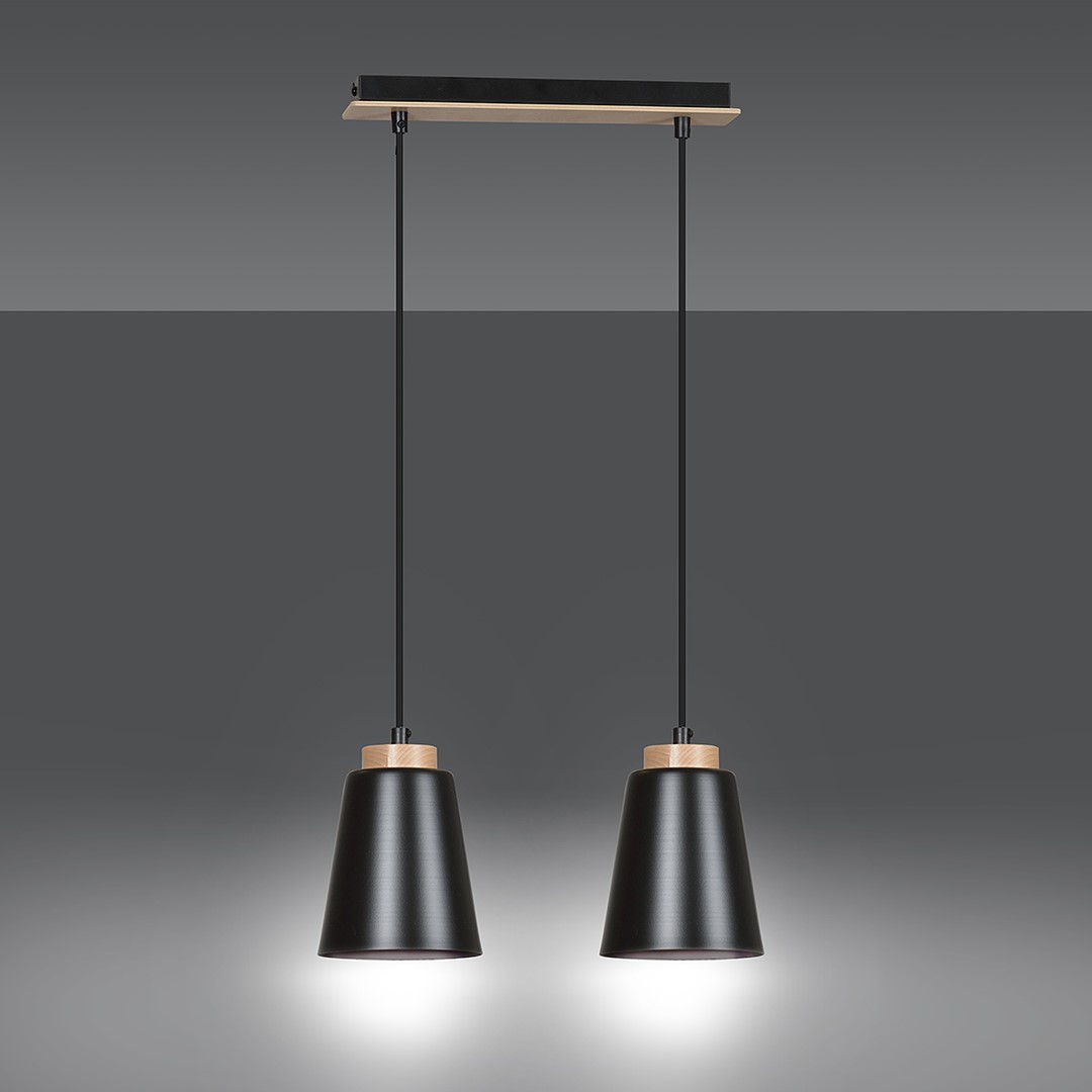 Emibig Visilica BOLERO 230V 15W MAX LED E27 Čelik/ Drvo Crna