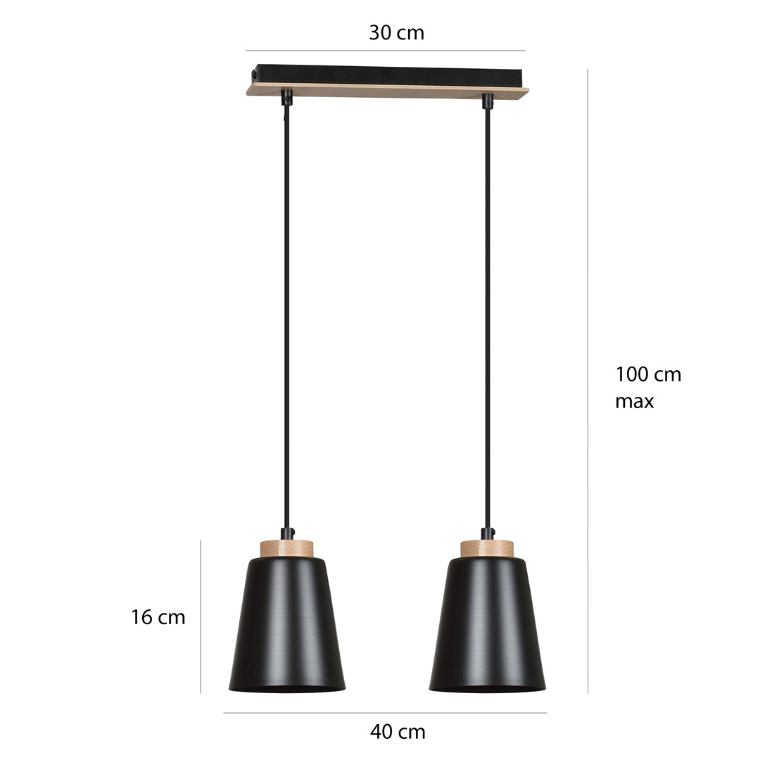 Emibig Visilica BOLERO 230V 15W MAX LED E27 Čelik/ Drvo Crna
