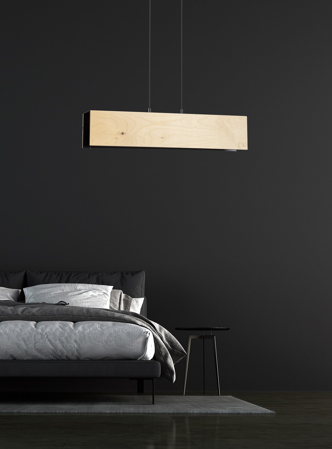 Emibig Visilica CARLO 230V 15W MAX LED E27 Čelik/ Šperploča Crna