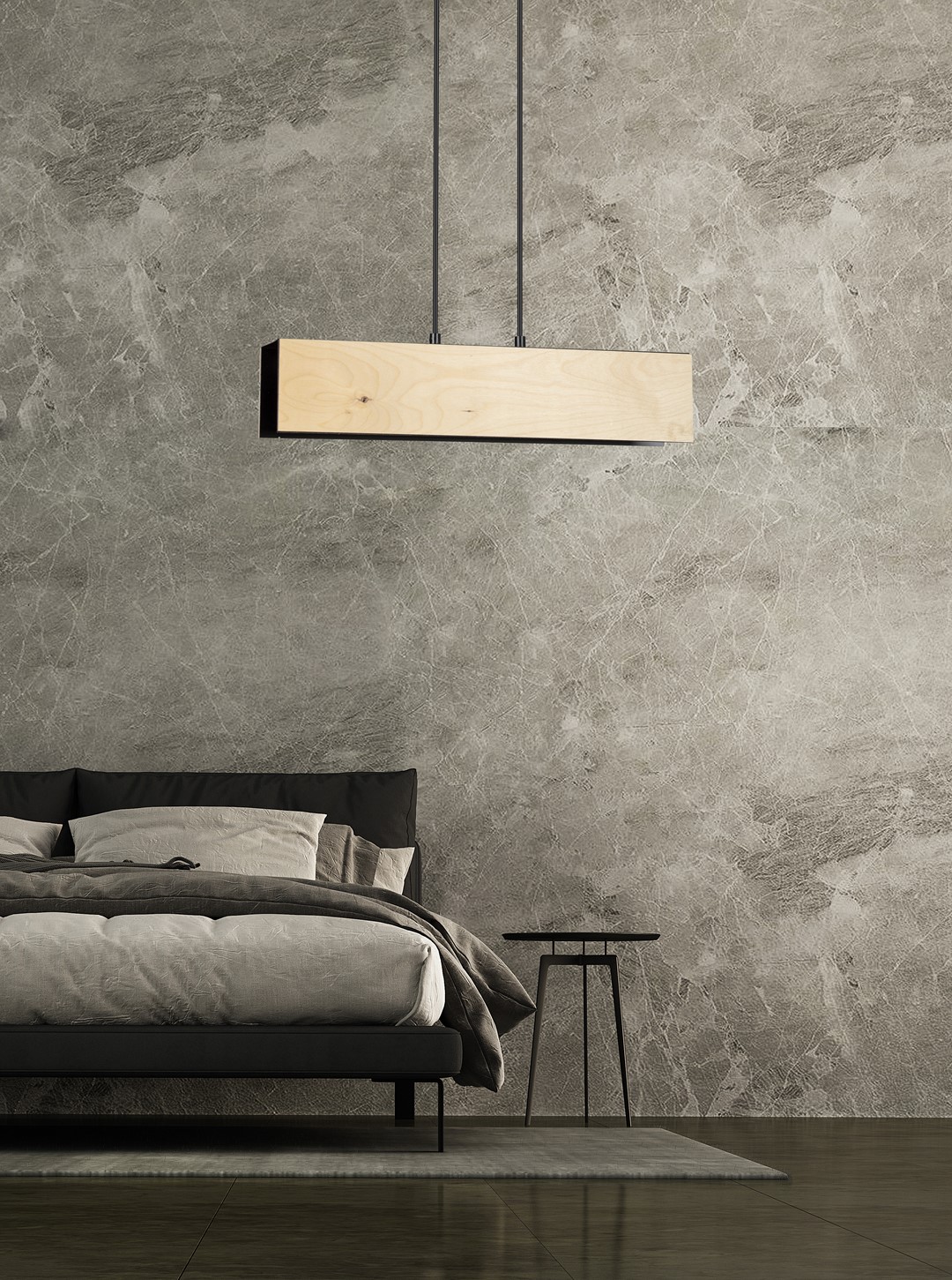 Emibig Visilica CARLO 230V 15W MAX LED E27 Čelik/ Šperploča Crna