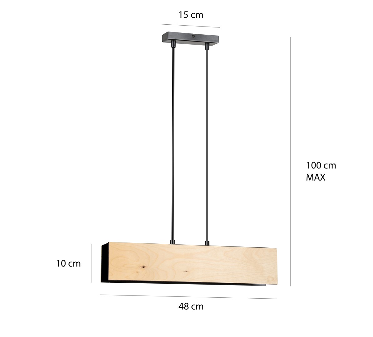 Emibig Visilica CARLO 230V 15W MAX LED E27 Čelik/ Šperploča Crna