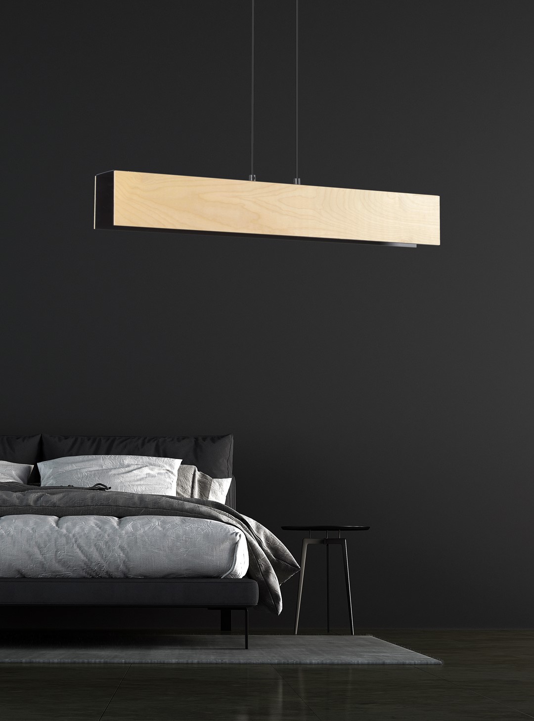 Emibig Visilica CARLO 230V 15W MAX LED E27 Čelik/ Šperploča Crna