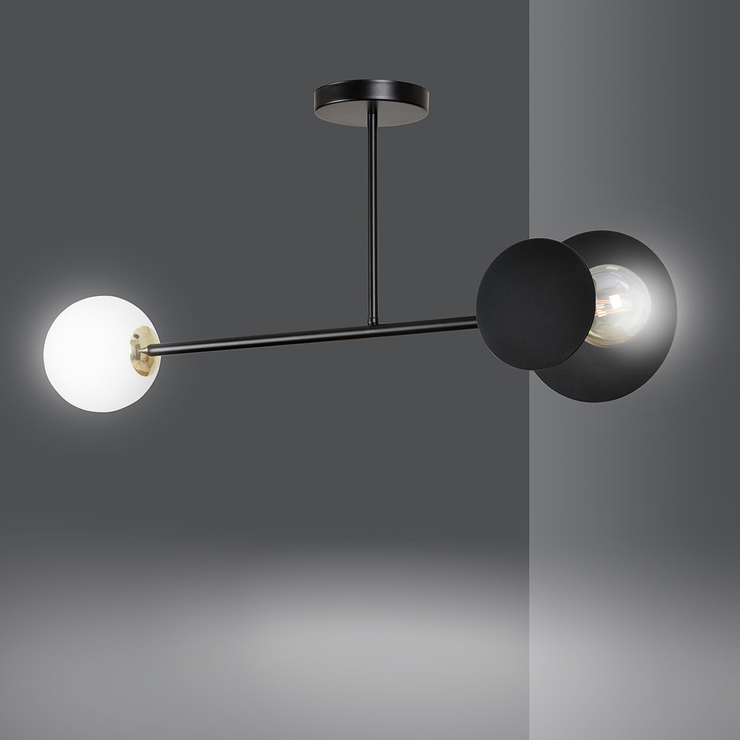 Emibig Stropna svjetiljka MINERVA 230V 15W MAX LED E27 Čelik/ Staklo Crna