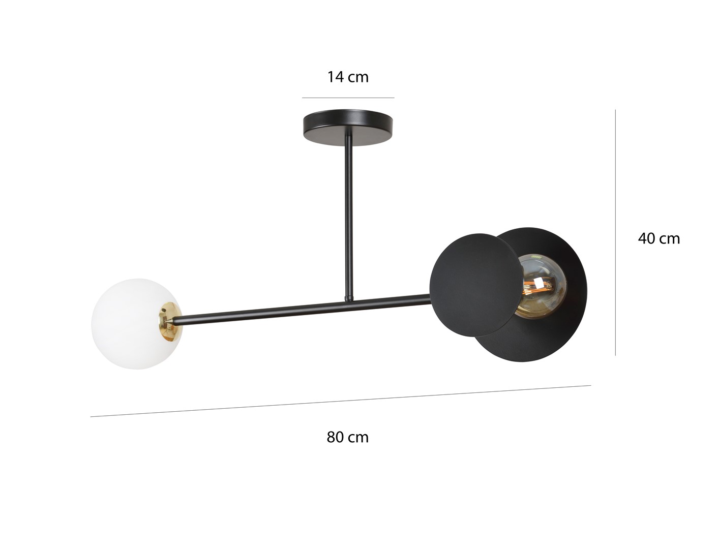 Emibig Stropna svjetiljka MINERVA 230V 15W MAX LED E27 Čelik/ Staklo Crna