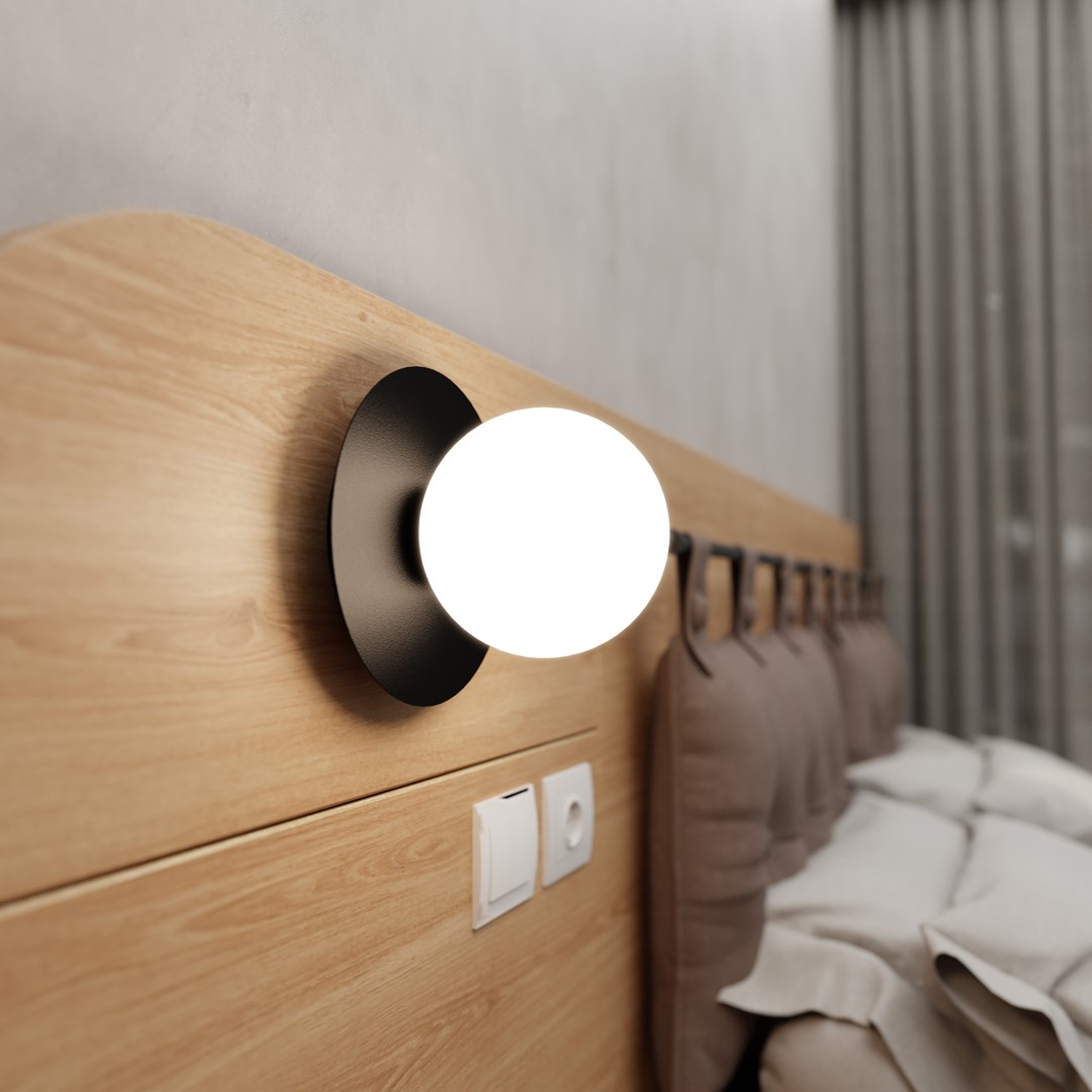 Emibig Zidna lampa MINERVA 230V 10W MAX LED E14 Čelik/ Staklo Crna