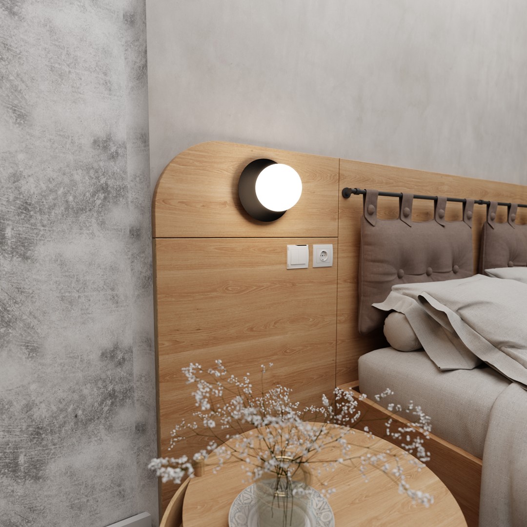 Emibig Zidna lampa MINERVA 230V 10W MAX LED E14 Čelik/ Staklo Crna
