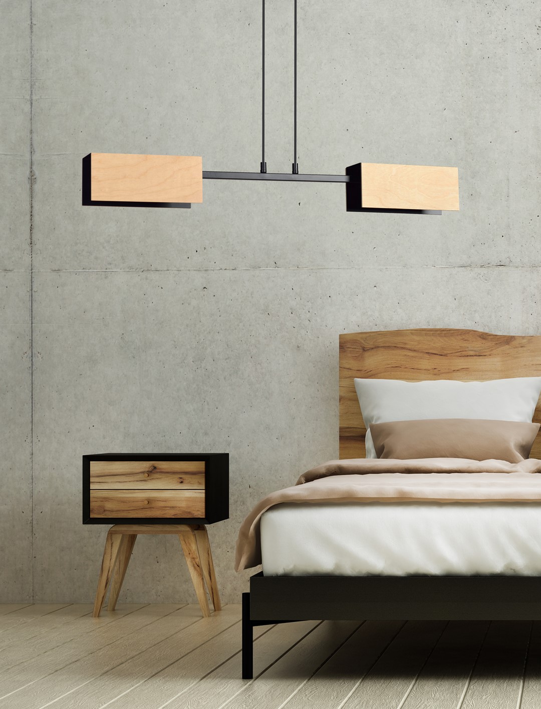 Emibig Visilica ZAPER 230V 15W MAX LED E27 Čelik/ Šperploča Crna