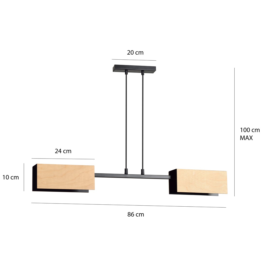 Emibig Visilica ZAPER 230V 15W MAX LED E27 Čelik/ Šperploča Crna