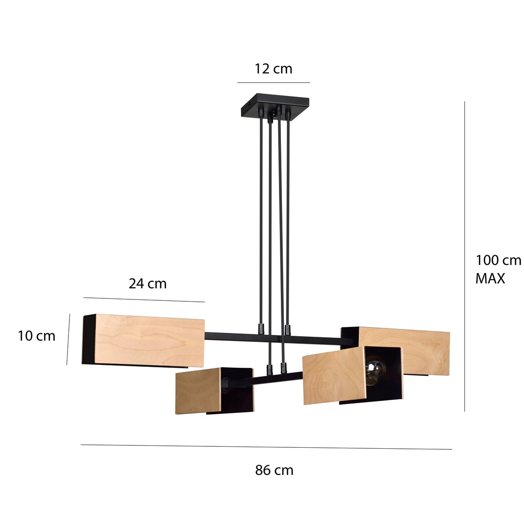 Emibig Visilica ZAPER 230V 15W MAX LED E27 Čelik/ Šperploča Crna