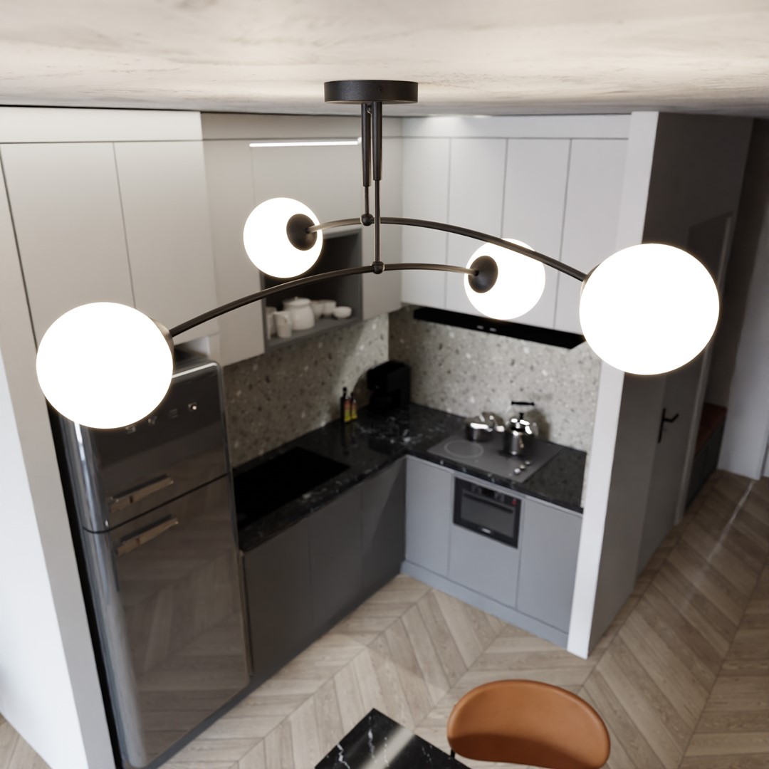 Emibig Stropna svjetiljka PREGOS 230V 10W MAX LED E14 Čelik/ Staklo Crna
