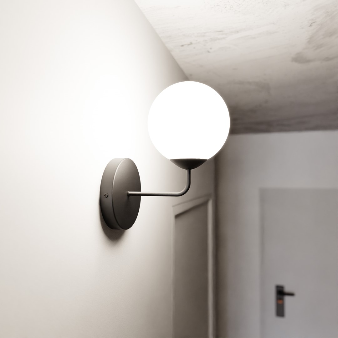 Emibig Zidna lampa PREGOS 230V 10W MAX LED E14 Čelik/ Staklo Crna