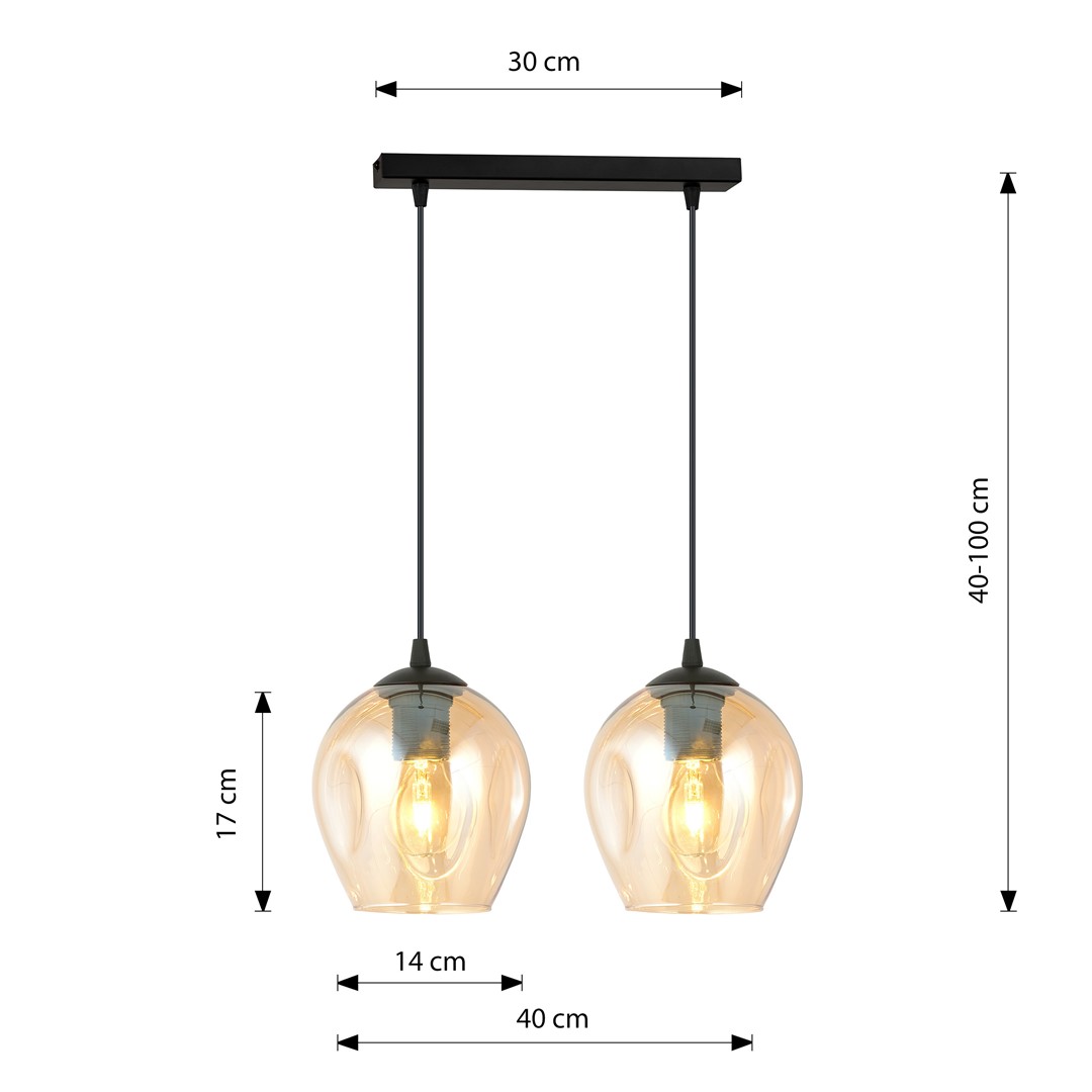 Emibig Visilica ISTAR 230V 10W MAX LED E27 Čelik/ Staklo Crna