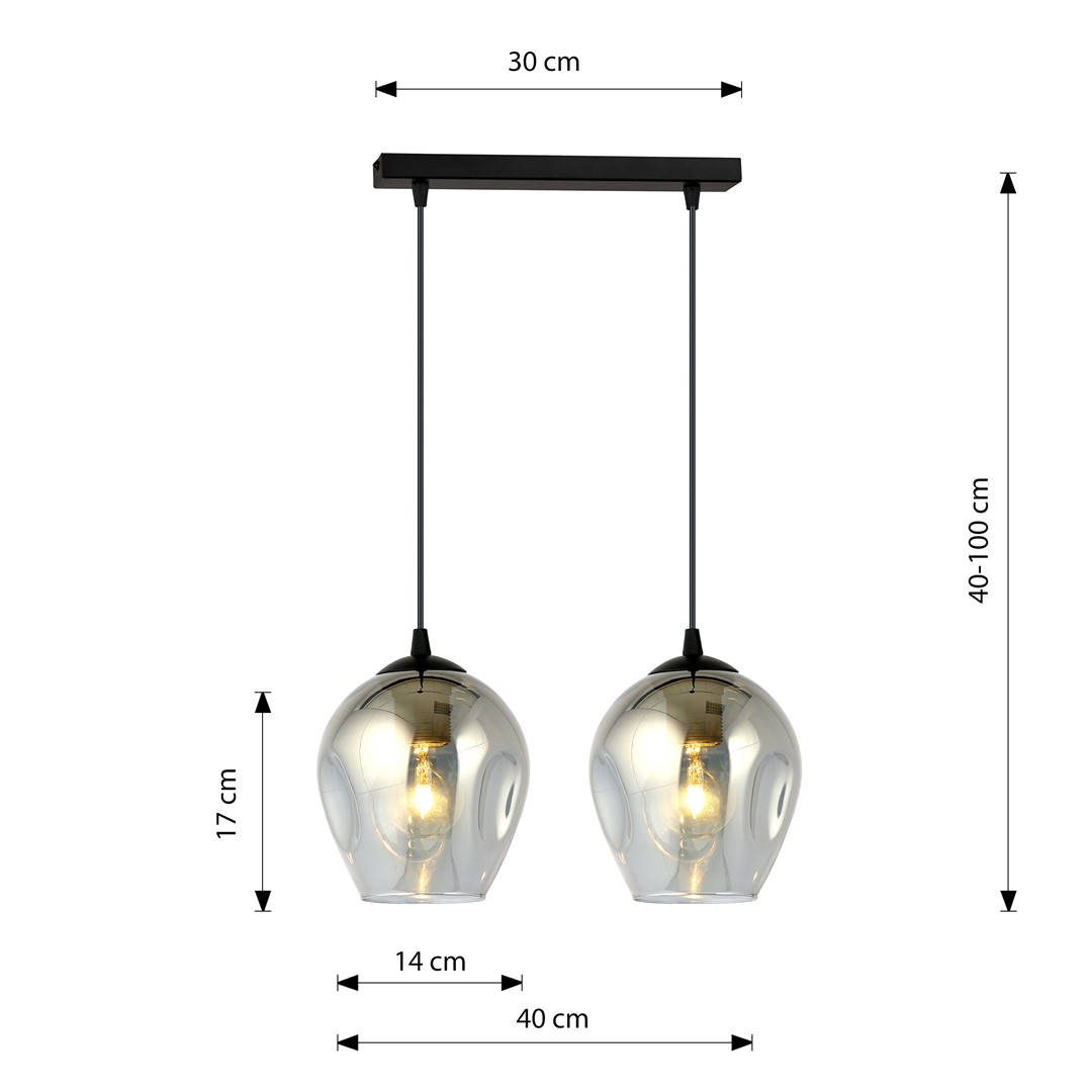 Emibig Visilica ISTAR 230V 10W MAX LED E27 Čelik/ Staklo Crna
