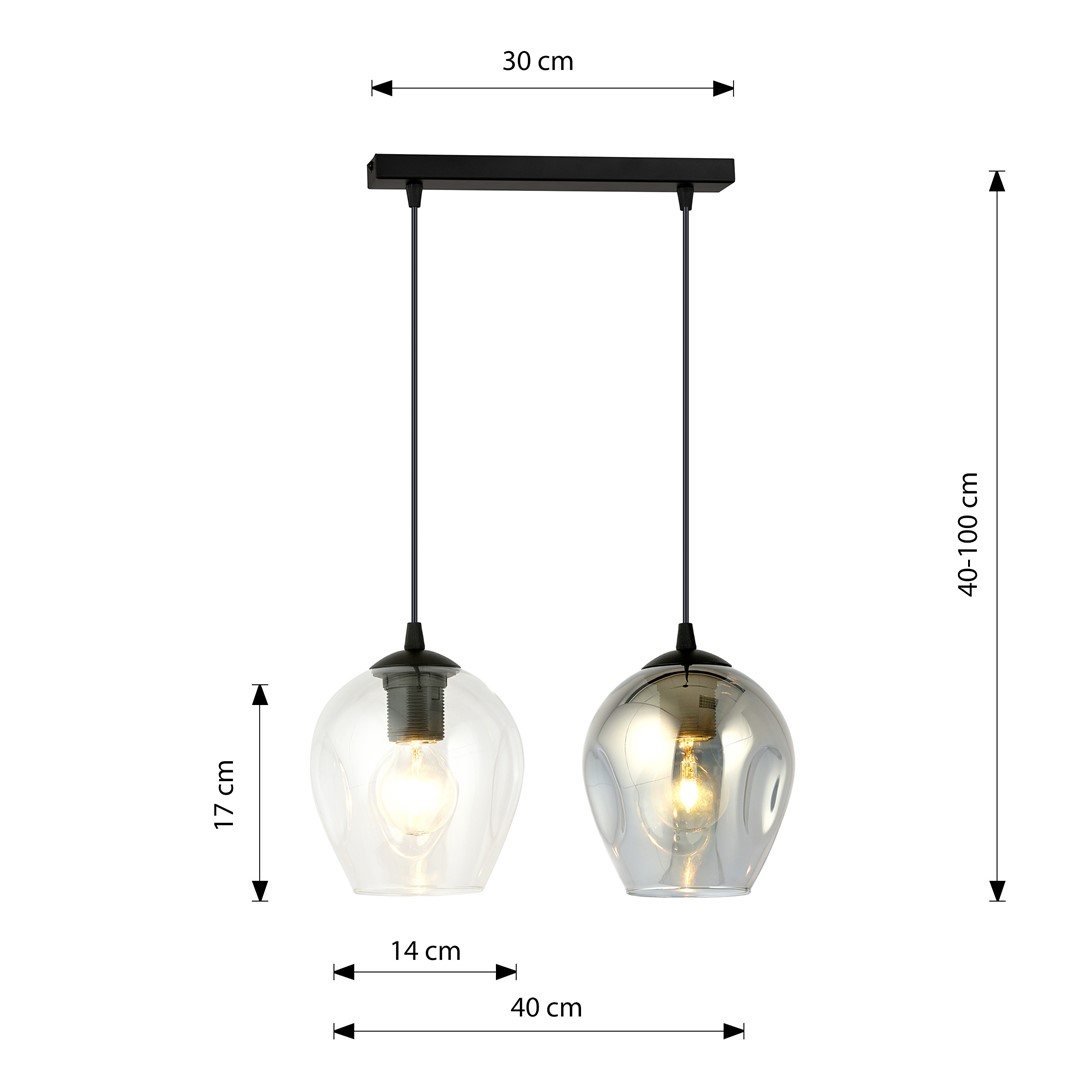 Emibig Visilica ISTAR 230V 10W MAX LED E27 Čelik/ Staklo Crna