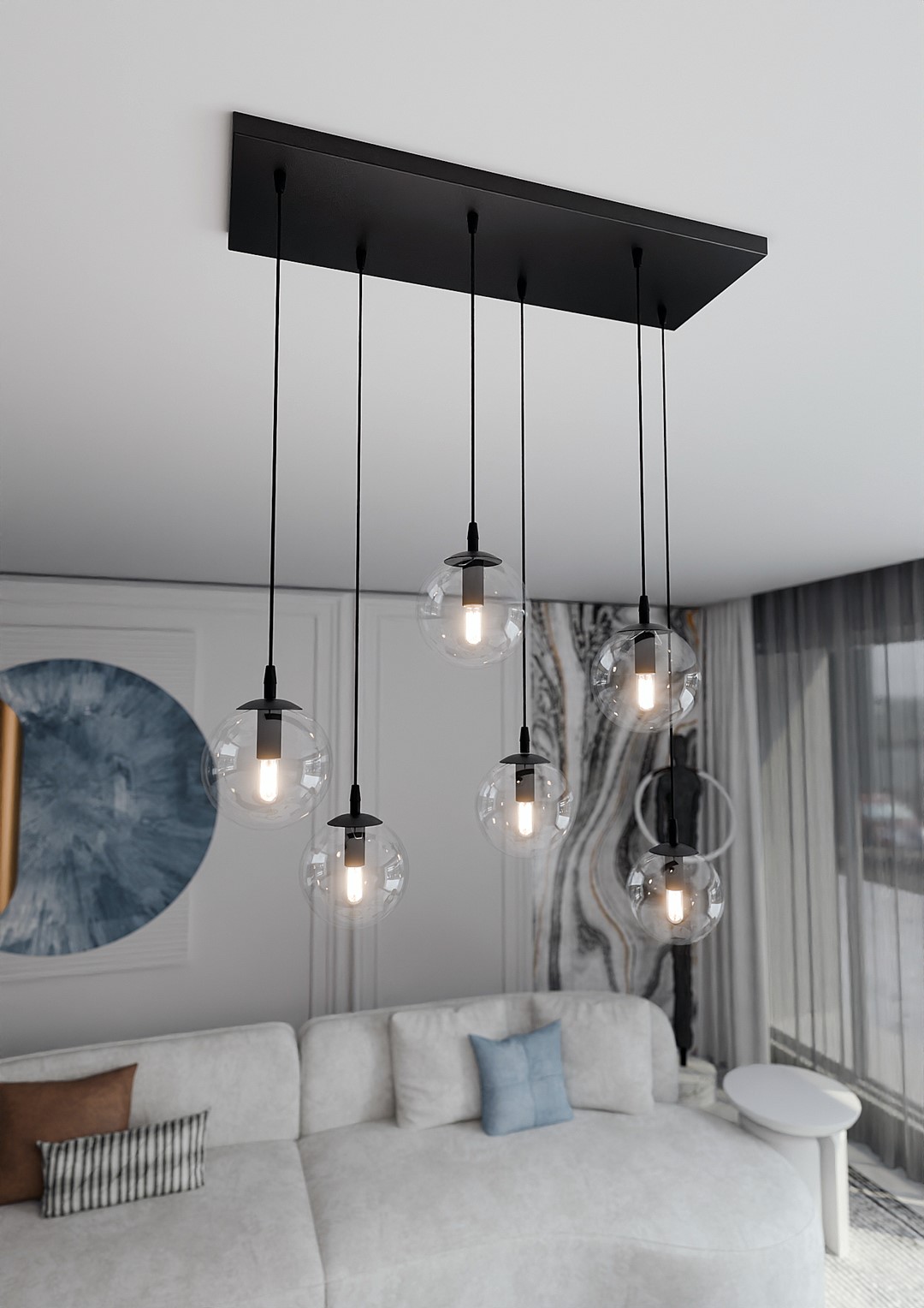 Emibig Visilica COSMO 230V 10W MAX LED E14 Čelik/ Staklo Crna