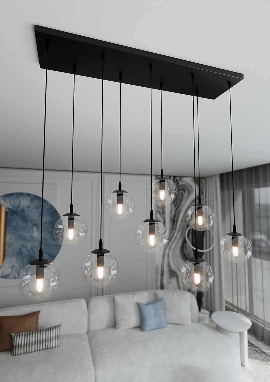 Emibig Visilica COSMO 230V 10W MAX LED E14 Čelik/ Staklo Crna