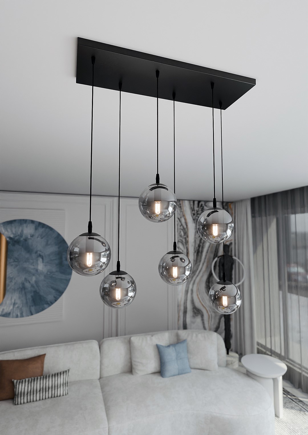 Emibig Visilica COSMO 230V 10W MAX LED E14 Čelik/ Staklo Crna