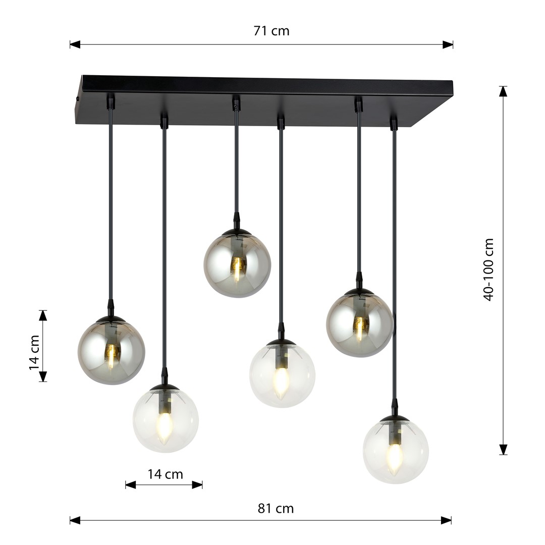 Emibig Visilica COSMO 230V 10W MAX LED E14 Čelik/ Staklo Crna