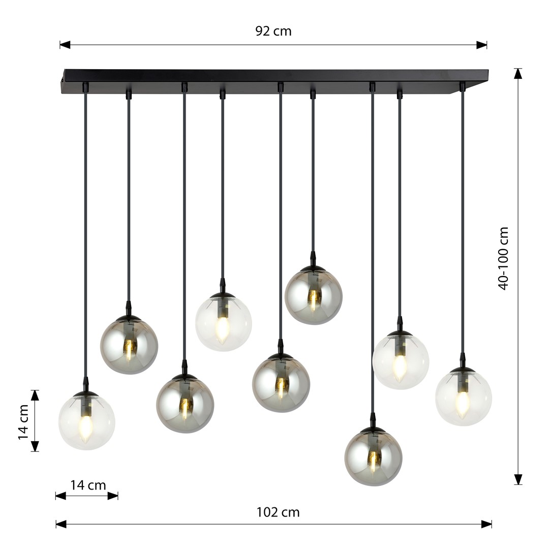 Emibig Visilica COSMO 230V 10W MAX LED E14 Čelik/ Staklo Crna