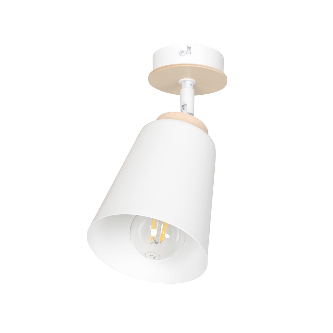 Emibig Stropna svjetiljka ATLAS 230V 15W MAX LED E27 Čelik/ Šperploča Bijela