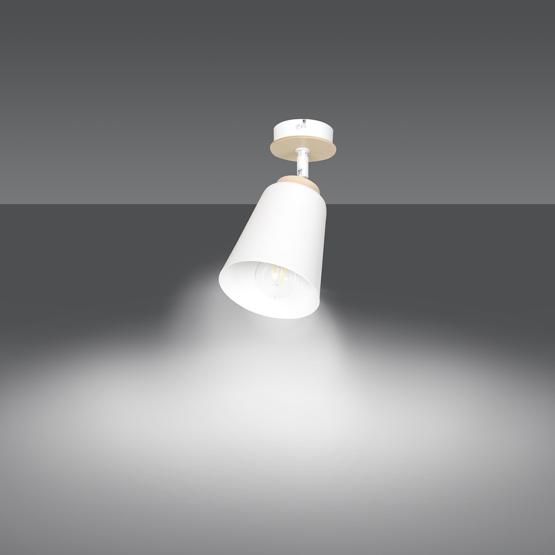 Emibig Stropna svjetiljka ATLAS 230V 15W MAX LED E27 Čelik/ Šperploča Bijela
