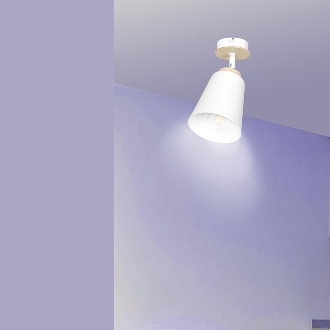Emibig Stropna svjetiljka ATLAS 230V 15W MAX LED E27 Čelik/ Šperploča Bijela