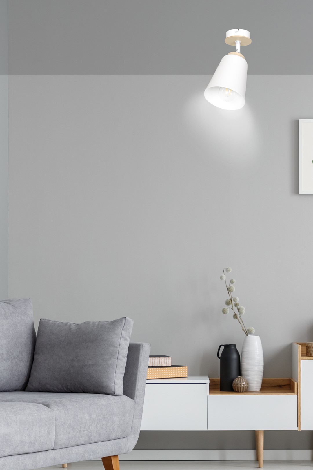 Emibig Stropna svjetiljka ATLAS 230V 15W MAX LED E27 Čelik/ Šperploča Bijela