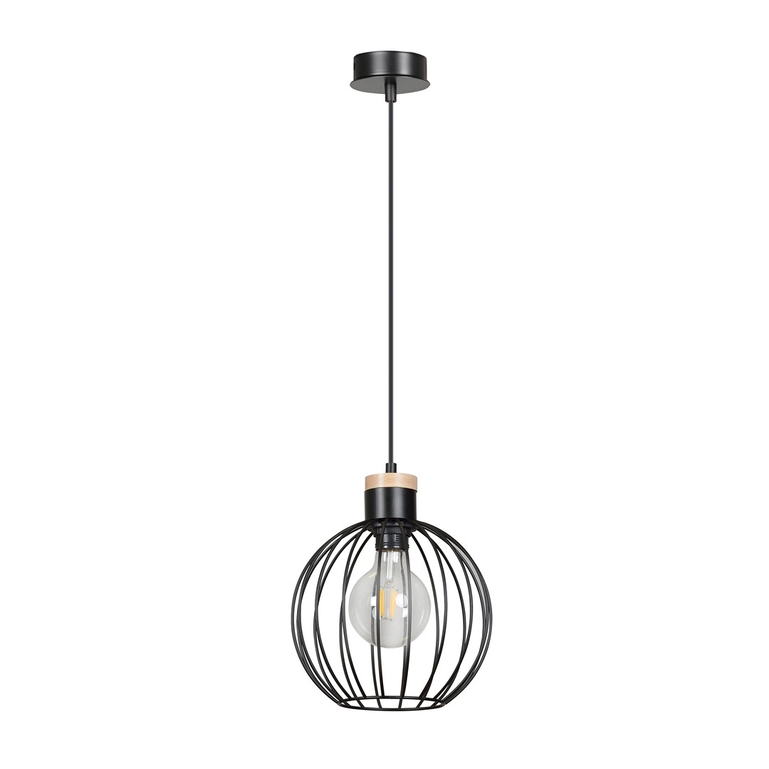 Emibig Visilica BARBADO 230V 15W MAX LED E27 Čelik/ Drvo Crna