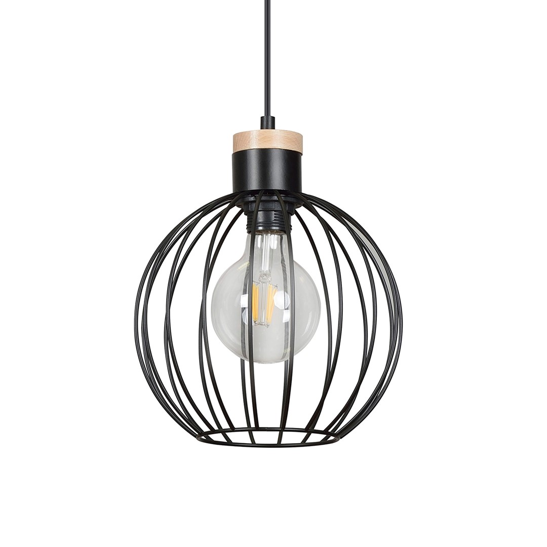 Emibig Visilica BARBADO 230V 15W MAX LED E27 Čelik/ Drvo Crna