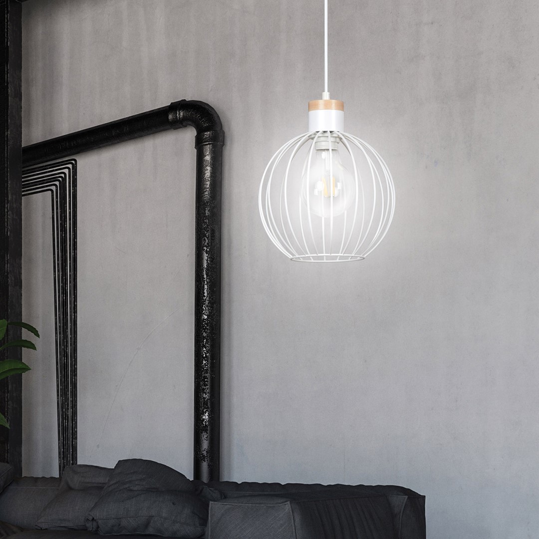 Emibig Visilica BARBADO 230V 15W MAX LED E27 Čelik/ Drvo Bijela