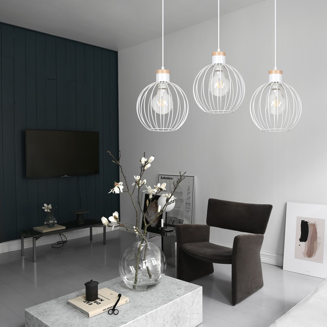 Emibig Visilica BARBADO 230V 15W MAX LED E27 Čelik/ Drvo Bijela