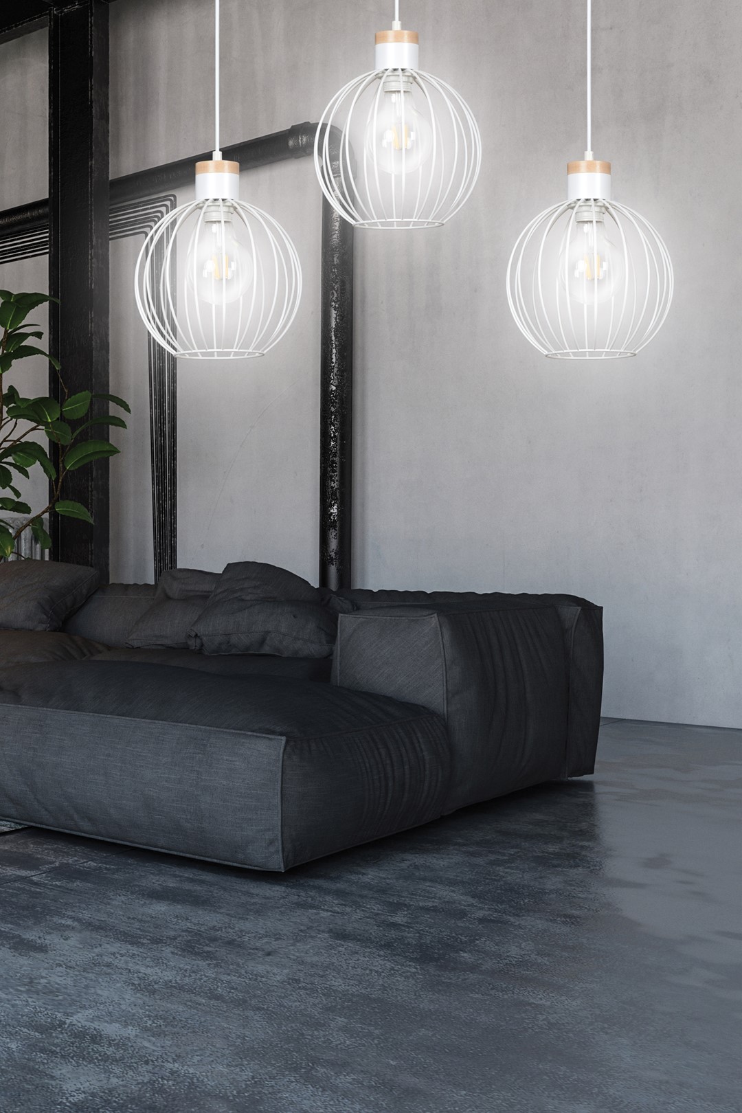 Emibig Visilica BARBADO 230V 15W MAX LED E27 Čelik/ Drvo Bijela