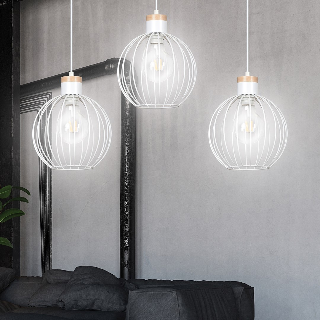 Emibig Visilica BARBADO 230V 15W MAX LED E27 Čelik/ Drvo Bijela