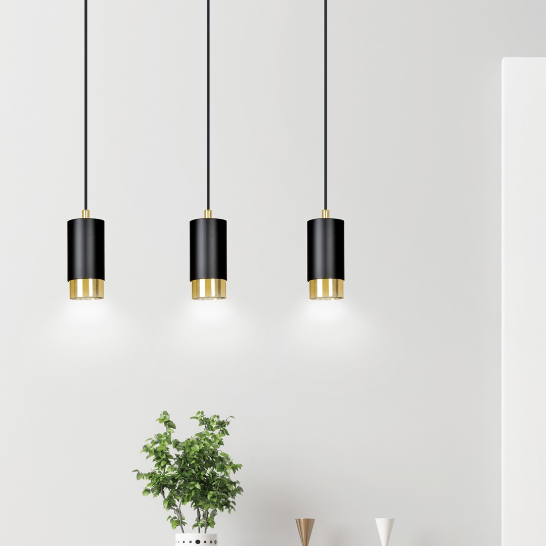 Emibig Visilica FUMIKO 230V 10W MAX LED GU10 Čelik Crna/ Zlatna