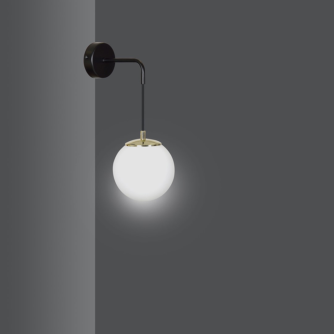 Emibig Zidna lampa OGNIS 230V 10W MAX LED E27 Čelik/ Staklo Crna