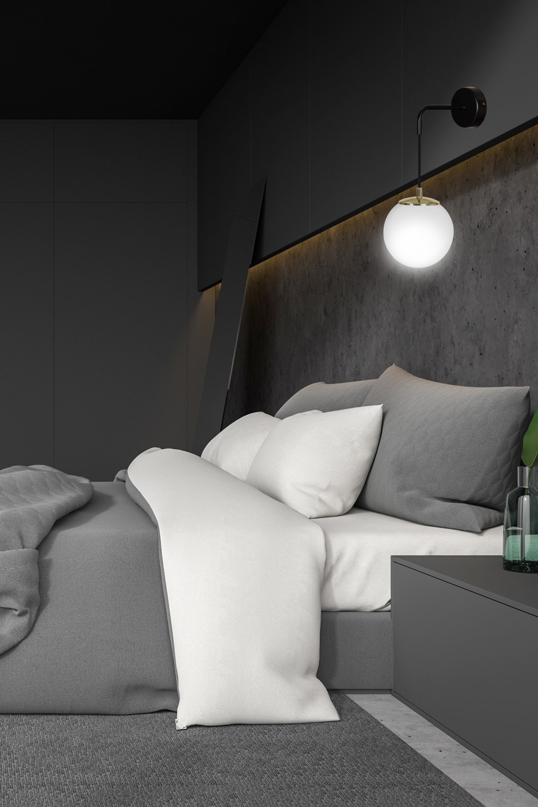 Emibig Zidna lampa OGNIS 230V 10W MAX LED E27 Čelik/ Staklo Crna