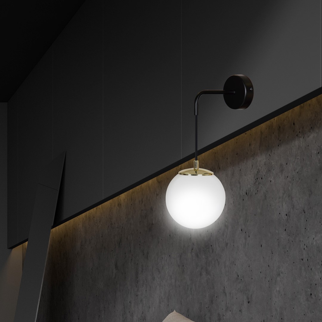 Emibig Zidna lampa OGNIS 230V 10W MAX LED E27 Čelik/ Staklo Crna