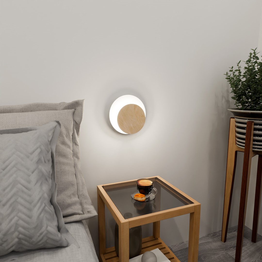 Emibig Zidna lampa CIRCLE 230V 8W MAX LED G9 Čelik/ Šperploča Bijela