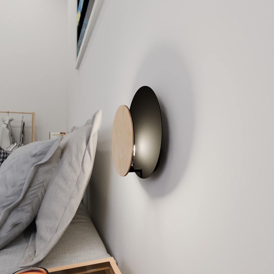 Emibig Zidna lampa CIRCLE 230V 8W MAX LED G9 Čelik/ Šperploča Crna