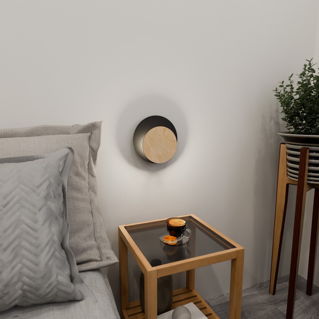 Emibig Zidna lampa CIRCLE 230V 8W MAX LED G9 Čelik/ Šperploča Crna